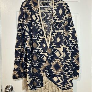 Lucky Brand Blue and Beige Patterned Cardigan. Crosslisted